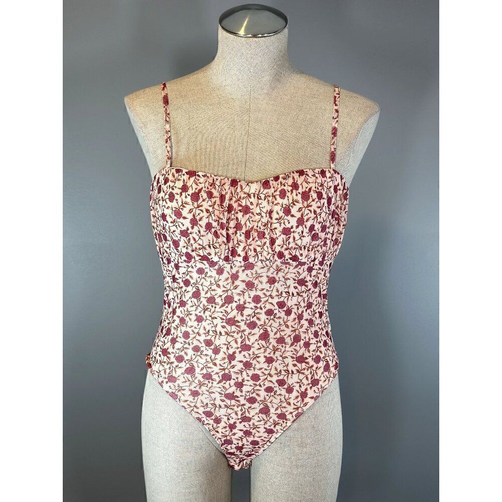 Lulu's Cream and Burgundy Floral Bodysuit